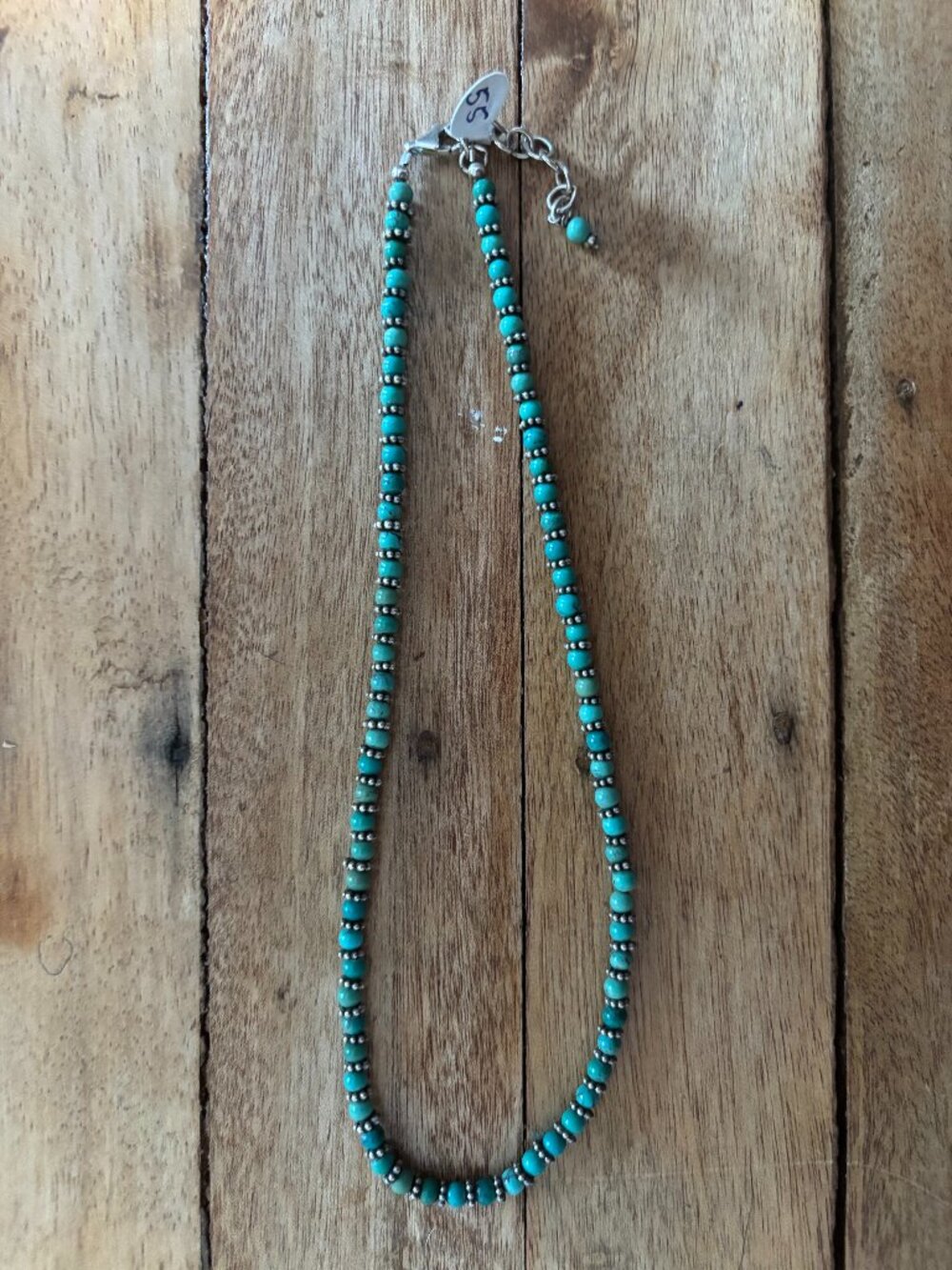 Turquoise-Look Beaded Necklace - 17in Short Length - Southwestern Style